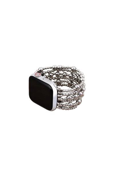 Cape Diablo Platinum Demure Stretch Apple Watch Strap Platinum Demure Stretch Apple Watch Strap – Cumbie Jewelers main image 3