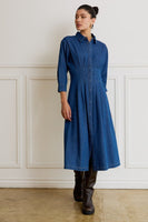 Pleat Detail Denim Shirt Dress