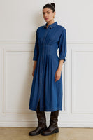 Pleat Detail Denim Shirt Dress