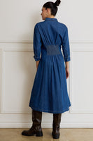 Pleat Detail Denim Shirt Dress