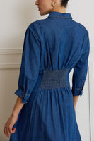 Pleat Detail Denim Shirt Dress