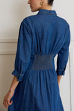 Pleat Detail Denim Shirt Dress