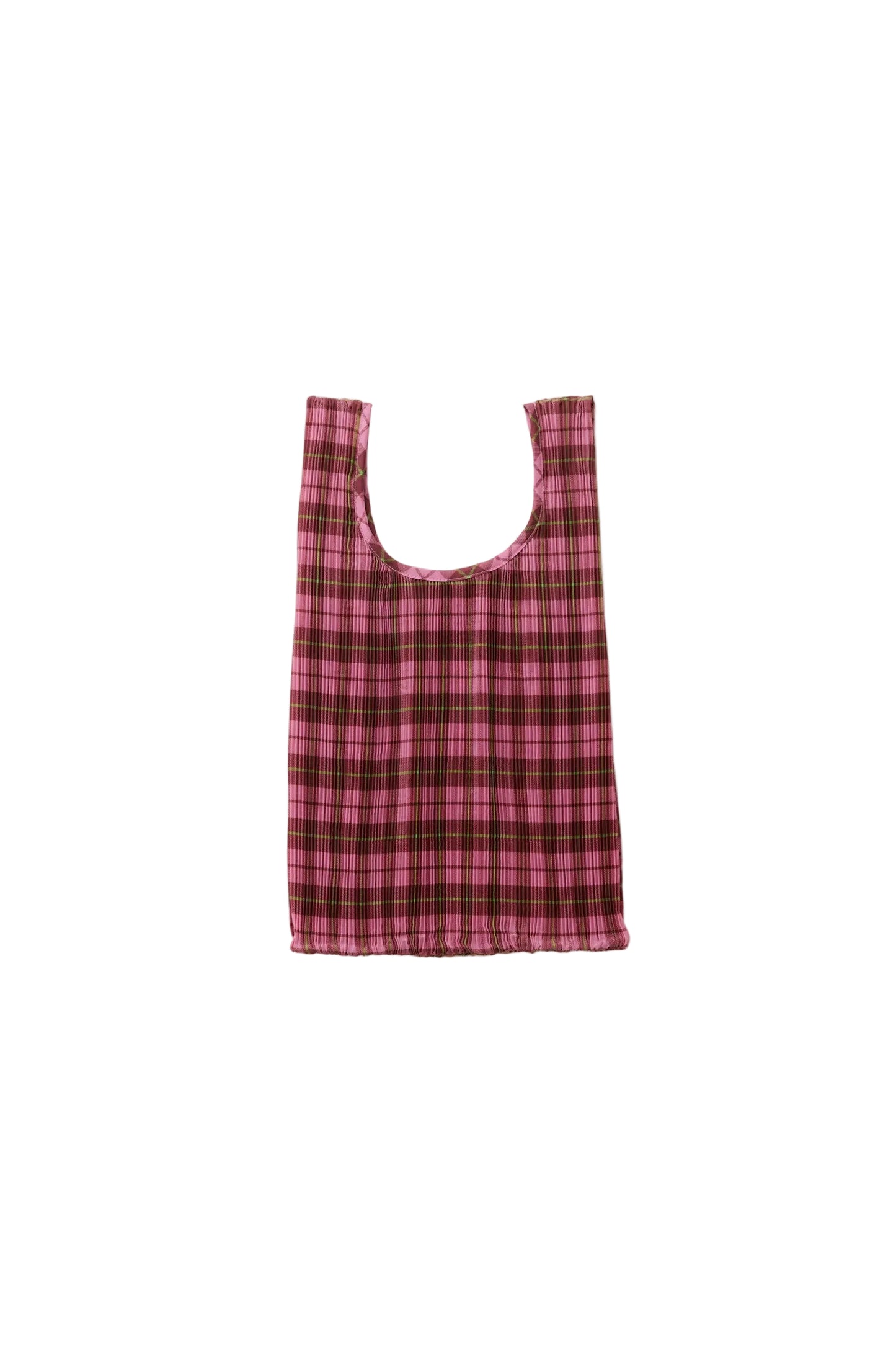 Pleated Baggu Azalea Pink Tartan