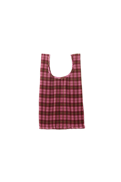 Pleated Baggu Azalea Pink Tartan