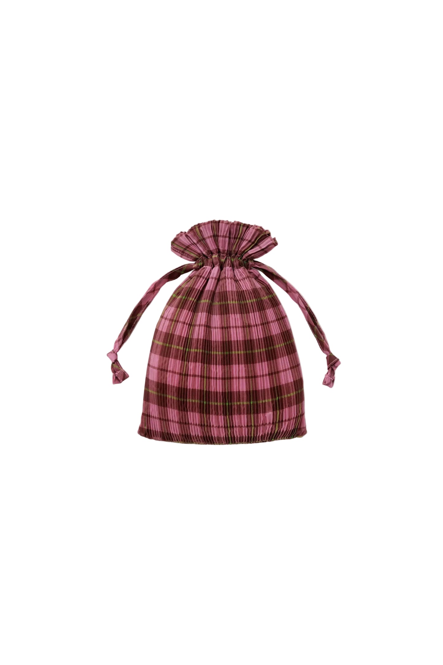 Pleated Baggu Azalea Pink Tartan