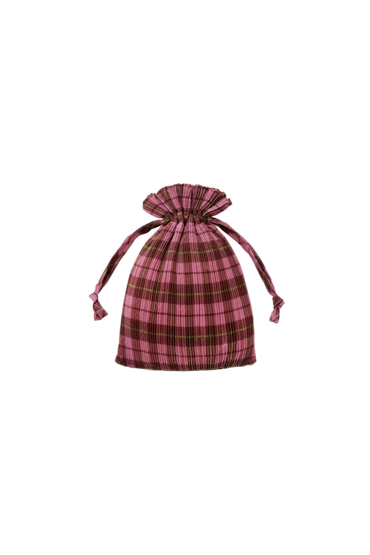 Pleated Baggu Azalea Pink Tartan