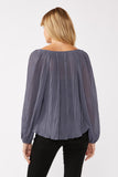 Pleated Chiffon Tie Neck Blouse