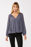 Pleated Chiffon Tie Neck Blouse