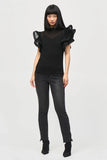 Pleated Ruffle Sleeve Top