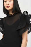 Pleated Ruffle Sleeve Top