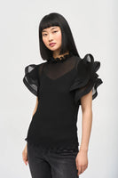 Pleated Ruffle Sleeve Top