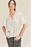 Pleated Short Sleeve Blouse