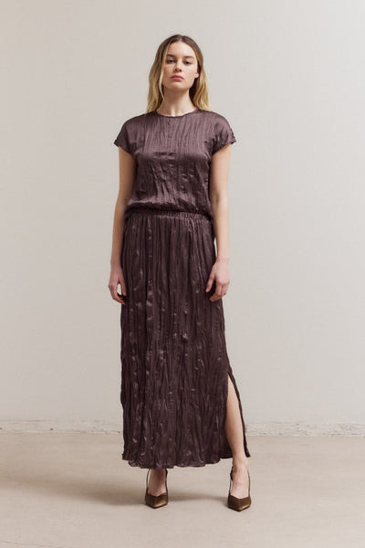 Pleated Wrinkle Satin Skirt
