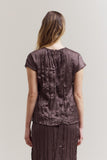 Pleated Wrinkle Satin Top