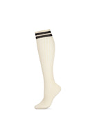 Pointelle Striped Cuff Knee Highs