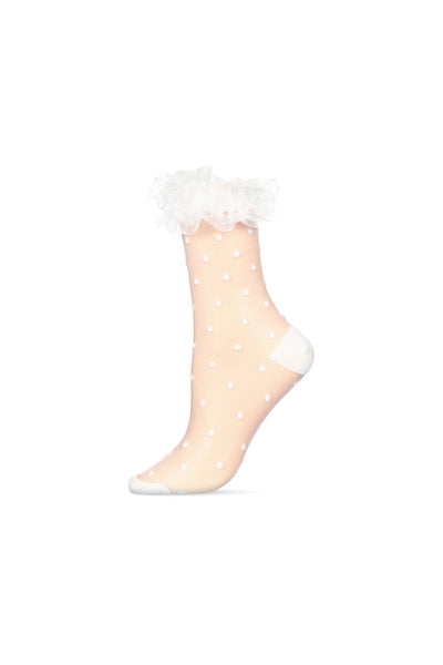 Polka Dot Ruffle Lace Cuff Socks