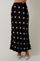 Polka Dot Satin Midi Skirt