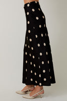 Polka Dot Satin Midi Skirt