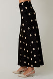 Polka Dot Satin Midi Skirt