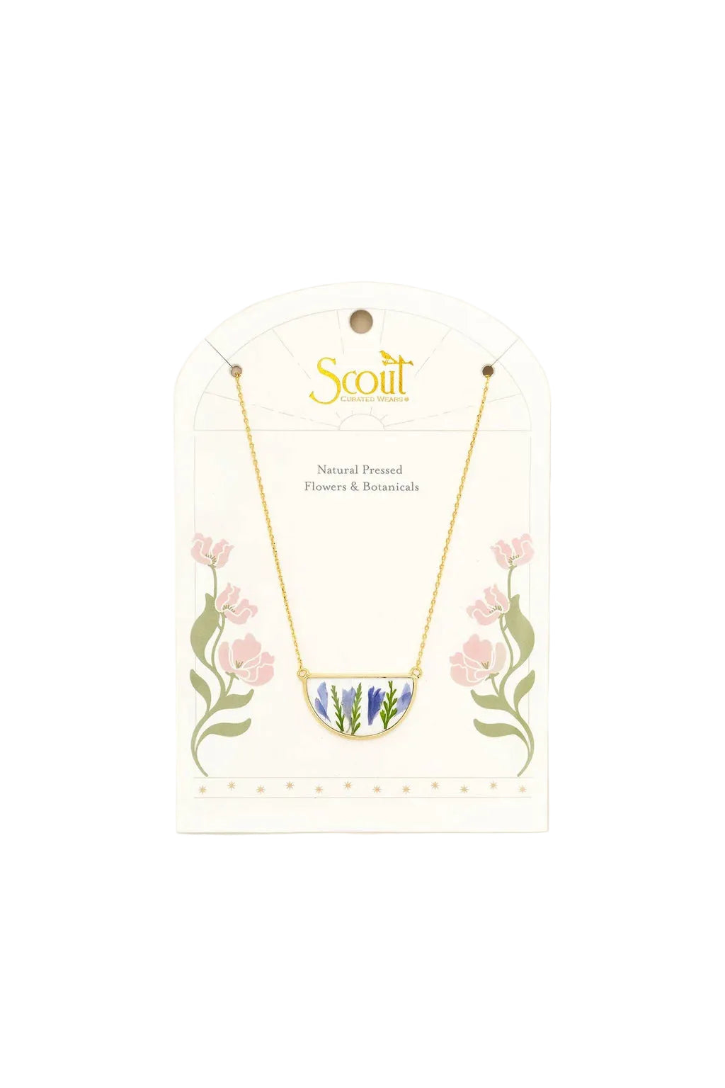 Pressed Flower Necklace Purple Cornflower