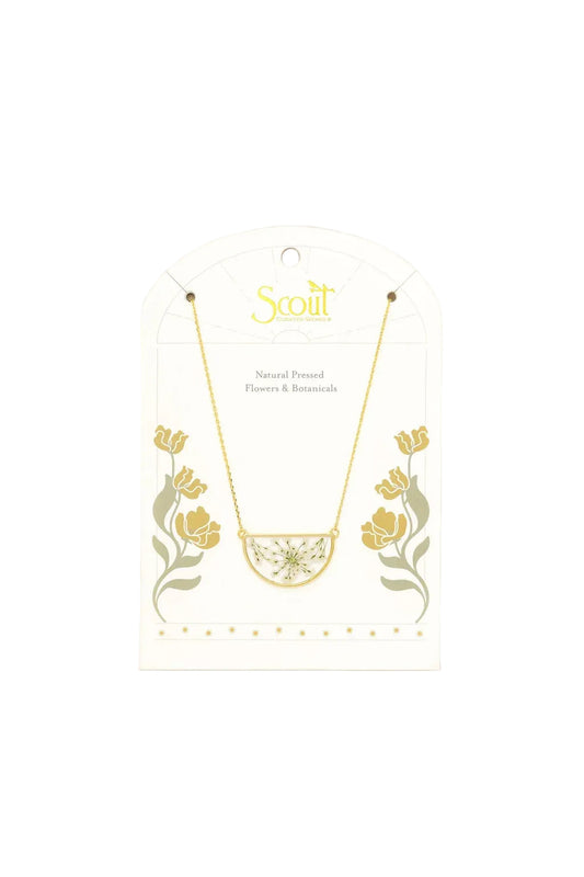 Pressed Flower Necklace White Lace Flower
