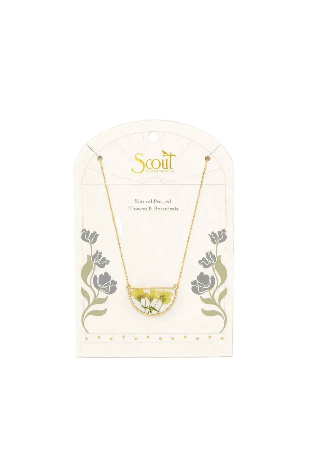 Pressed Flower Necklace Yellow Baby's Breath