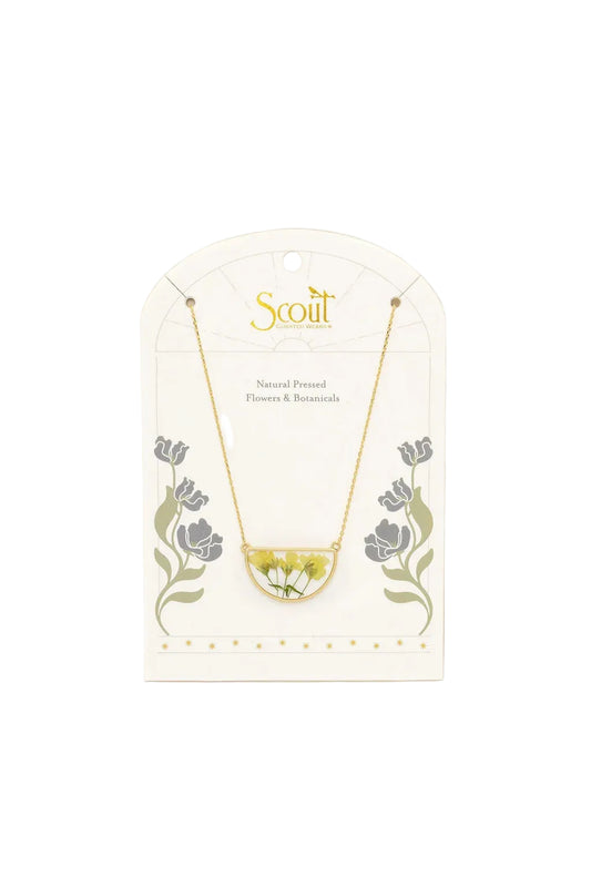 Pressed Flower Necklace Yellow Baby's Breath