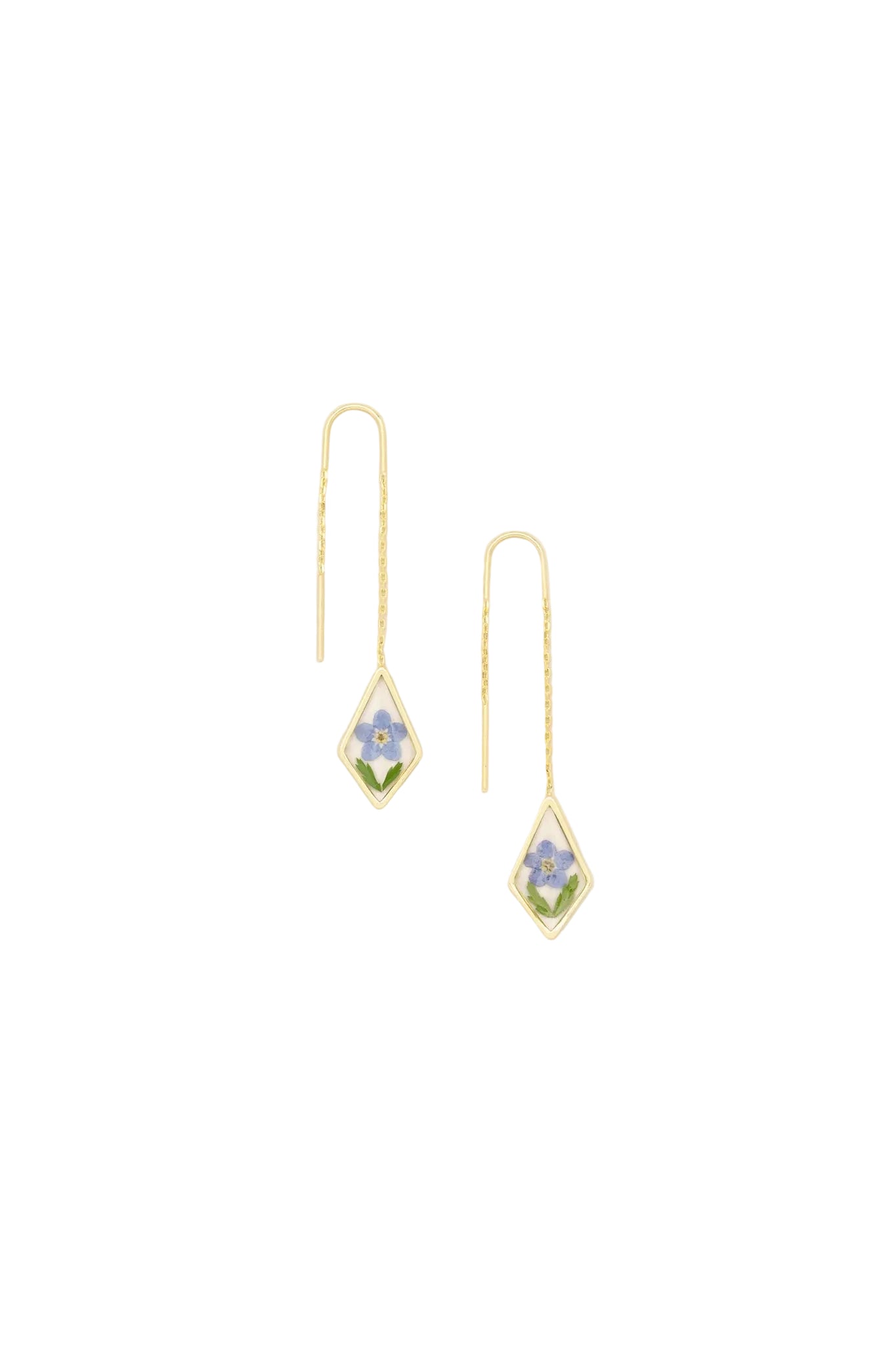 Pressed Flower Thread Earring Blue Forget Me Not