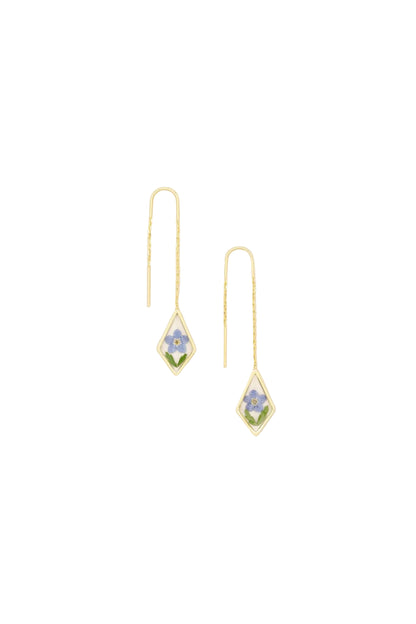 Pressed Flower Thread Earring Blue Forget Me Not