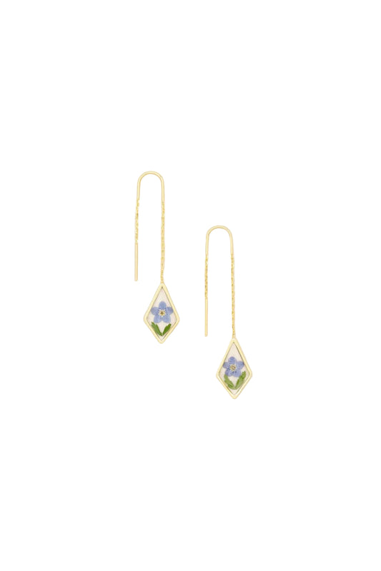 Pressed Flower Thread Earring Blue Forget Me Not