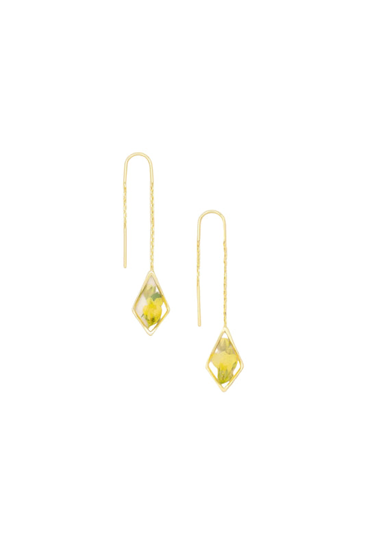 Pressed Flower Thread Earring Yellow Baby's Breath
