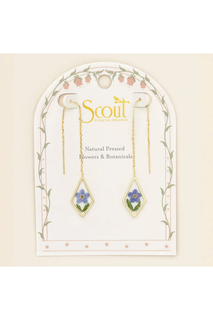 Pressed Flower Thread Earring Blue Forget Me Not