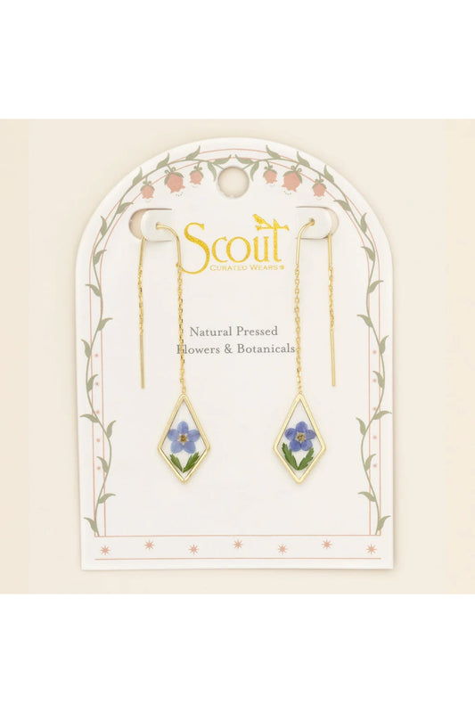Pressed Flower Thread Earring Blue Forget Me Not