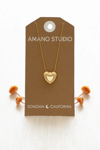Puff Heart Pendant Necklace