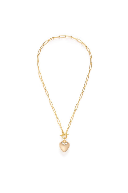 Puffed Heart On Toggle Chain Necklace