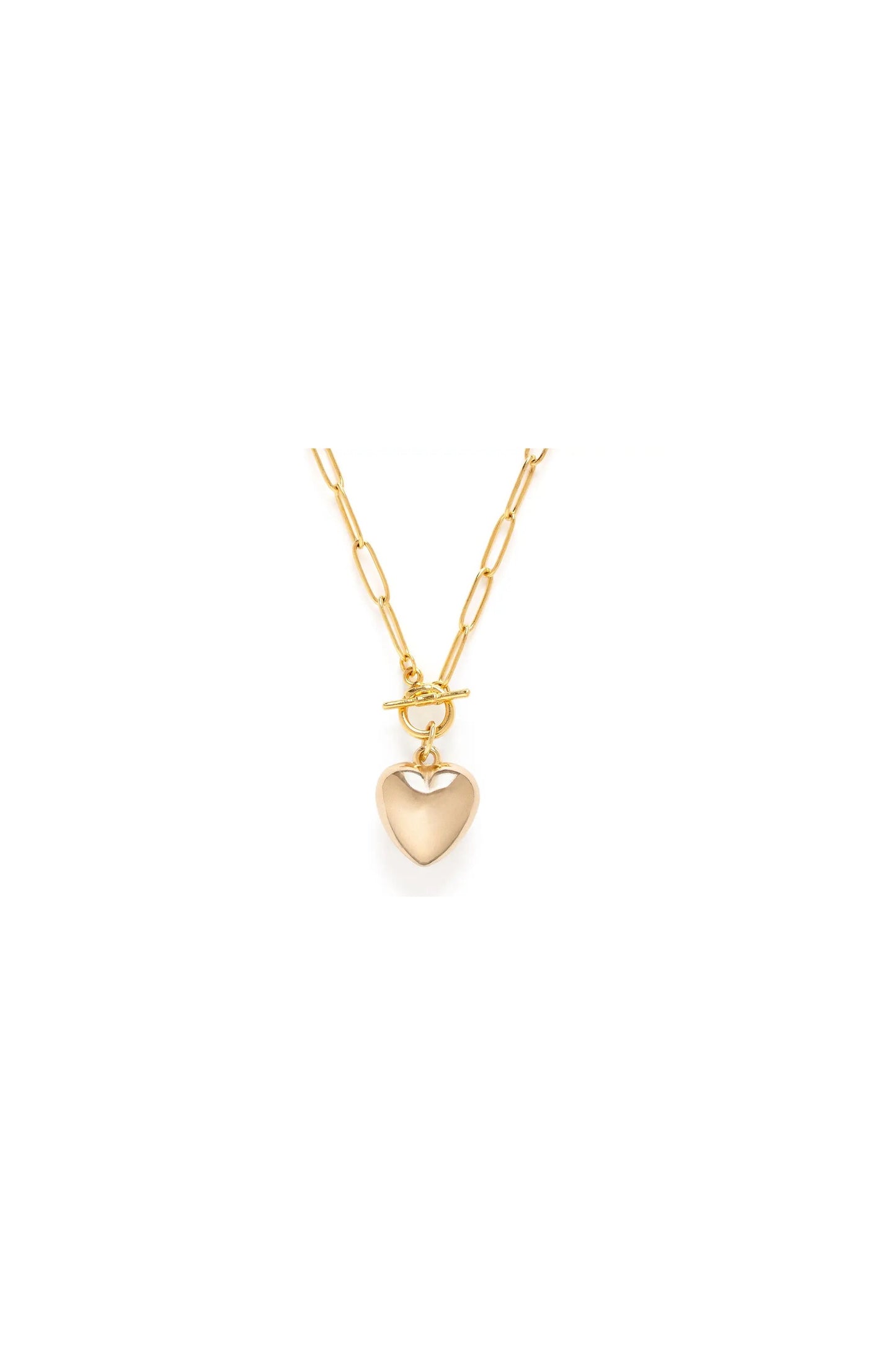 Puffed Heart On Toggle Chain Necklace