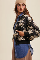 Quilted Floral Bomber Jacket