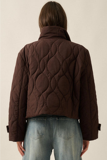 Quilted Funnel Neck Cropped Jacket