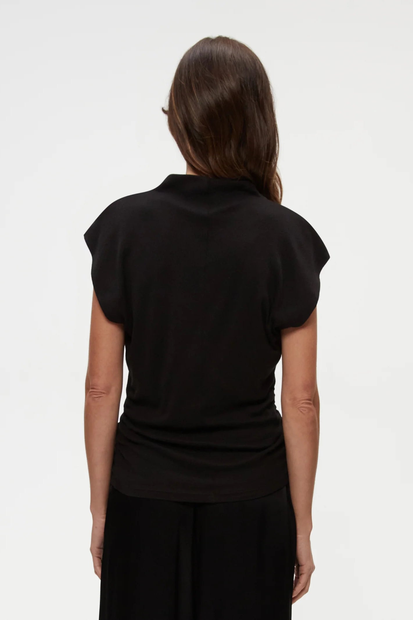 Reese Shine Power Shoulder Top Black