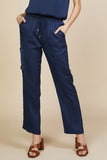 Navy Relaxed Utility Pintucked Pants