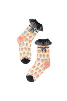 Repeat Floral Ruffle Sheer Sock
