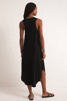 Black Reverie Slub Midi Dress