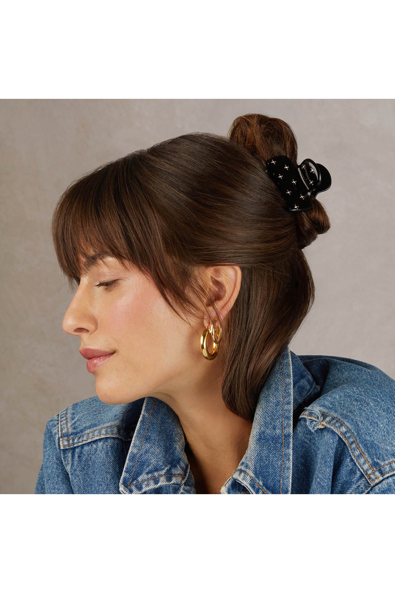 Black Rhinestone Puffy Claw Clip