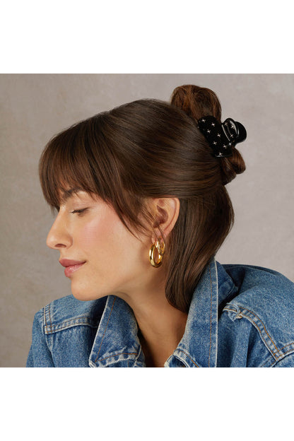 Black Rhinestone Puffy Claw Clip