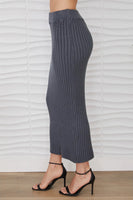 Rib Fitted Midi Skirt