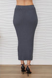 Rib Fitted Midi Skirt