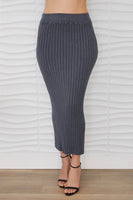 Rib Fitted Midi Skirt