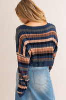 Ribbed Stripe Crop Sweater
