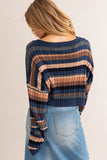 Ribbed Stripe Crop Sweater
