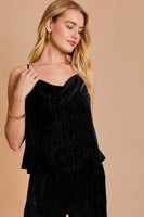 Ribbed Velvet Cowl Neck Cami